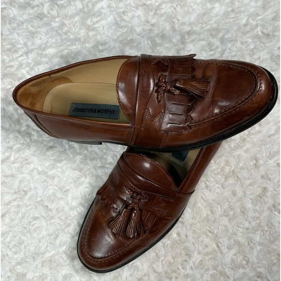 Johnston & Murphy | Brown Moc Toe Slip On Dress Kiltie Tassel Loafers - Picture 5 of 8